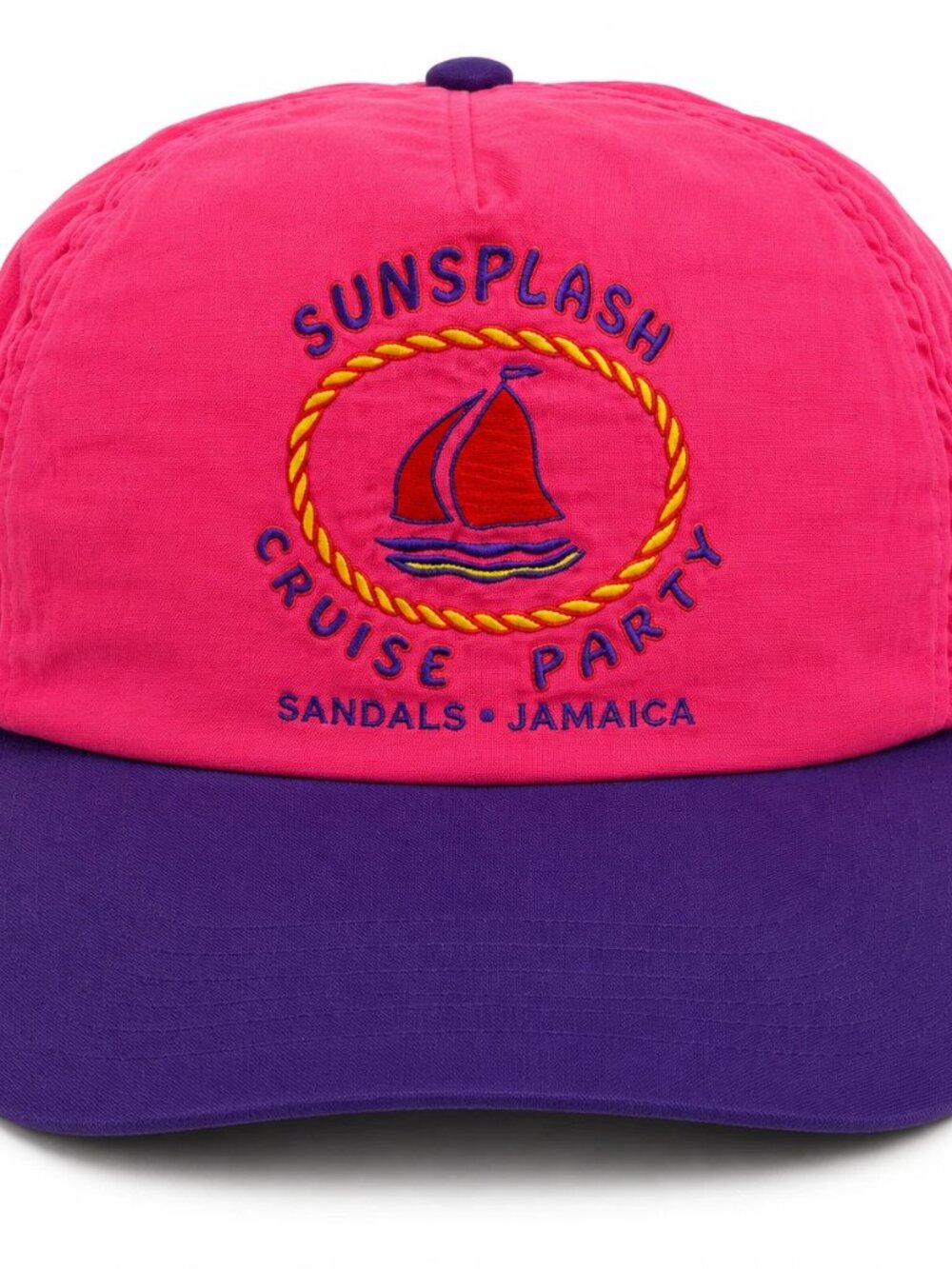 Vintage 90s SunSplash Cruise Party Hat Sandals Jamaica Neon Pink Purple Cap